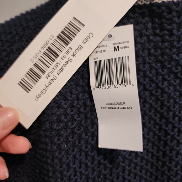 EIGHT EIGHT EIGHT woman’s Cotton Knit Sweater Blue/Gray/Orange Size M New - Picture 6 of 8